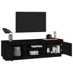 vidaXL Comodă TV, negru, 140x35x40 cm, lemn masiv de pin
