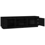 vidaXL Comodă TV, negru, 140x35x40 cm, lemn masiv de pin