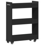vidaXL Dulap cu roți, negru, 60x22x79 cm, lemn prelucrat