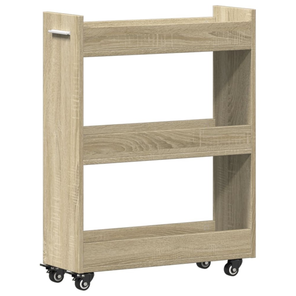 vidaXL Dulap cu roți, stejar sonoma, 60x22x79 cm, lemn prelucrat