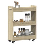vidaXL Dulap cu roți, stejar sonoma, 60x22x79 cm, lemn prelucrat