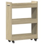 vidaXL Dulap cu roți, stejar sonoma, 60x22x79 cm, lemn prelucrat