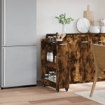vidaXL Dulap cu roți, stejar afumat, 60x22x79 cm, lemn prelucrat