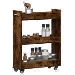 vidaXL Dulap cu roți, stejar afumat, 60x22x79 cm, lemn prelucrat