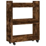 vidaXL Dulap cu roți, stejar afumat, 60x22x79 cm, lemn prelucrat