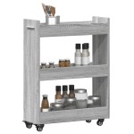 vidaXL Dulap cu roți, sonoma gri, 60x22x79 cm, lemn prelucrat