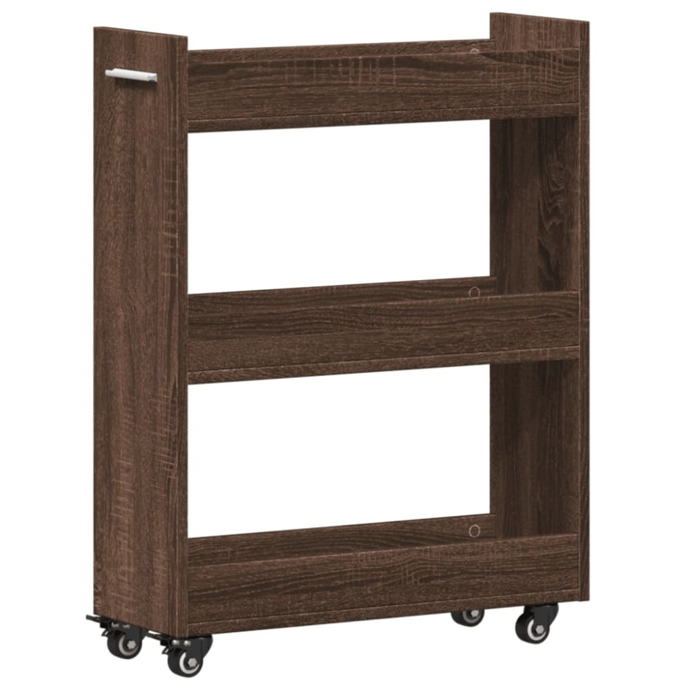 vidaXL Dulap cu roți, stejar maro, 60x22x79 cm, lemn prelucrat