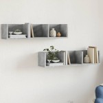 vidaXL Dulapuri perete, 2 buc., gri beton 75x18x16,5 cm lemn prelucrat