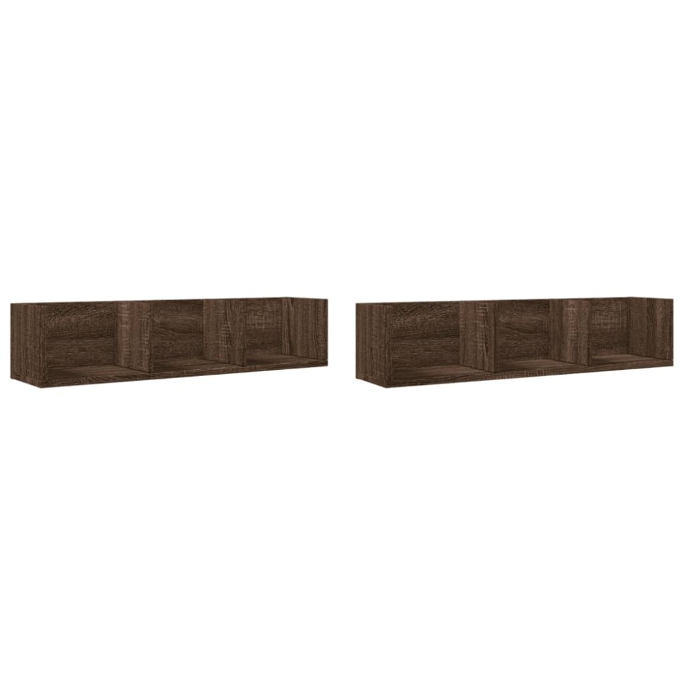 vidaXL Dulapuri perete 2 buc. stejar maro 75x18x16,5 cm lemn prelucrat