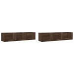 vidaXL Dulapuri perete 2 buc. stejar maro 75x18x16,5 cm lemn prelucrat