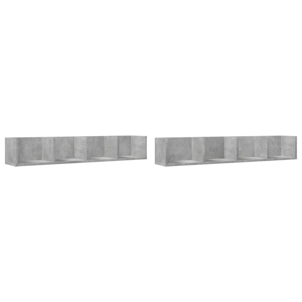 vidaXL Dulapuri de perete 2 buc. gri beton 99x18x16,5cm lemn prelucrat