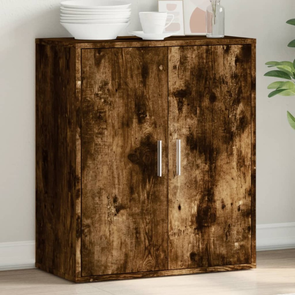vidaXL Servantă, stejar afumat, 79x38x80 cm, lemn prelucrat