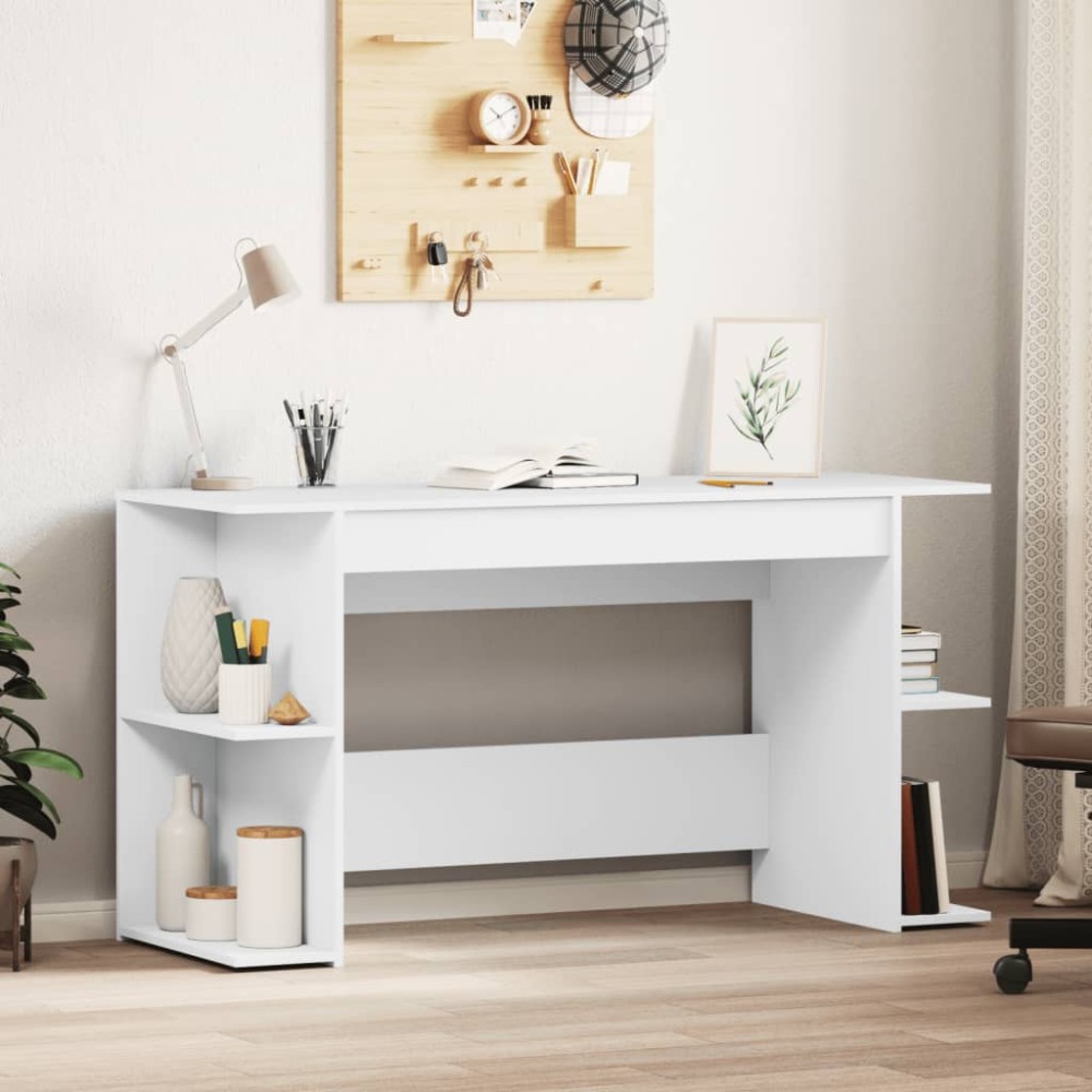 vidaXL Birou, alb, 140x50x75 cm, lemn prelucrat