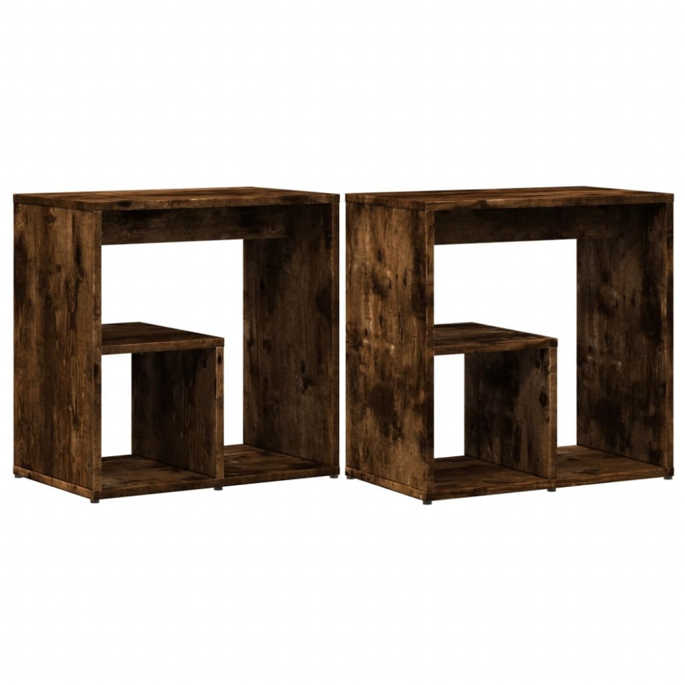 vidaXL Mese laterale, 2 buc. stejar fumuriu 50x30x50 cm lemn prelucrat