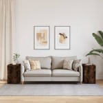 vidaXL Mese laterale, 2 buc. stejar fumuriu 50x30x50 cm lemn prelucrat