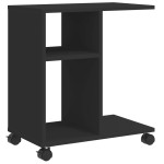 vidaXL Masă laterală cu roți, negru, 50x30x55 cm, lemn prelucrat vidaXL Masă laterală cu roți, negru, 50x30x55 cm, lemn prelucrat
