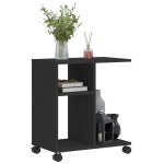 vidaXL Masă laterală cu roți, negru, 50x30x55 cm, lemn prelucrat vidaXL Masă laterală cu roți, negru, 50x30x55 cm, lemn prelucrat