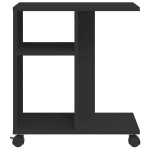 vidaXL Masă laterală cu roți, negru, 50x30x55 cm, lemn prelucrat vidaXL Masă laterală cu roți, negru, 50x30x55 cm, lemn prelucrat