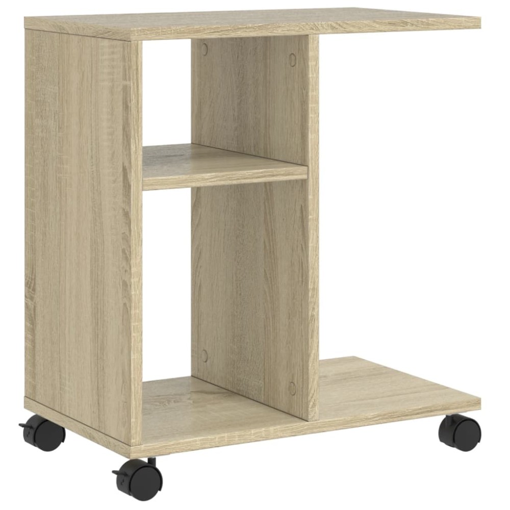 vidaXL Masă laterală cu roți, stejar sonoma 50x30x55 cm lemn prelucrat