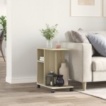 vidaXL Masă laterală cu roți, stejar sonoma 50x30x55 cm lemn prelucrat vidaXL Masă laterală cu roți, stejar sonoma 50x30x55 cm lemn prelucrat