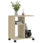 vidaXL Masă laterală cu roți, stejar sonoma 50x30x55 cm lemn prelucrat vidaXL Masă laterală cu roți, stejar sonoma 50x30x55 cm lemn prelucrat