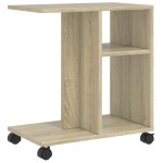 vidaXL Masă laterală cu roți, stejar sonoma 50x30x55 cm lemn prelucrat vidaXL Masă laterală cu roți, stejar sonoma 50x30x55 cm lemn prelucrat