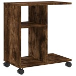 vidaXL Masă laterală cu roți stejar fumuriu 50x30x55 cm lemn compozit vidaXL Masă laterală cu roți stejar fumuriu 50x30x55 cm lemn compozit