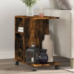 vidaXL Masă laterală cu roți stejar fumuriu 50x30x55 cm lemn compozit vidaXL Masă laterală cu roți stejar fumuriu 50x30x55 cm lemn compozit