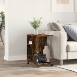 vidaXL Masă laterală cu roți stejar fumuriu 50x30x55 cm lemn compozit vidaXL Masă laterală cu roți stejar fumuriu 50x30x55 cm lemn compozit
