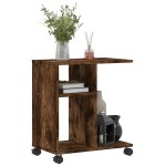vidaXL Masă laterală cu roți stejar fumuriu 50x30x55 cm lemn compozit vidaXL Masă laterală cu roți stejar fumuriu 50x30x55 cm lemn compozit