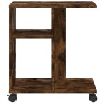vidaXL Masă laterală cu roți stejar fumuriu 50x30x55 cm lemn compozit vidaXL Masă laterală cu roți stejar fumuriu 50x30x55 cm lemn compozit