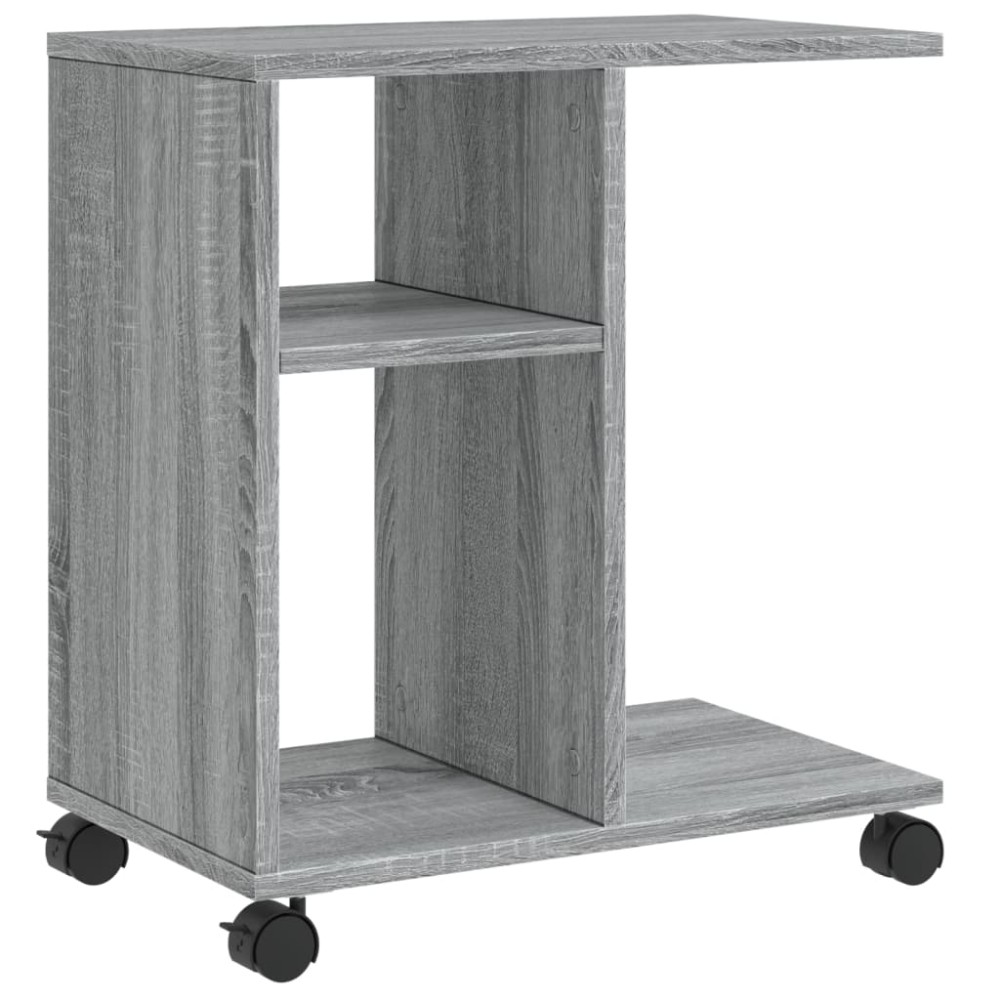 vidaXL Masă laterală cu roți, gri sonoma 50x30x55 cm lemn prelucrat