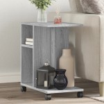 vidaXL Masă laterală cu roți, gri sonoma 50x30x55 cm lemn prelucrat vidaXL Masă laterală cu roți, gri sonoma 50x30x55 cm lemn prelucrat