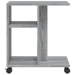 vidaXL Masă laterală cu roți, gri sonoma 50x30x55 cm lemn prelucrat vidaXL Masă laterală cu roți, gri sonoma 50x30x55 cm lemn prelucrat