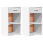 vidaXL Noptiere, 2 buc., alb, 35x34x65 cm, lemn compozit