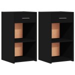 vidaXL Noptiere, 2 buc., negru, 35x34x65 cm, lemn prelucrat vidaXL Noptiere, 2 buc., negru, 35x34x65 cm, lemn prelucrat
