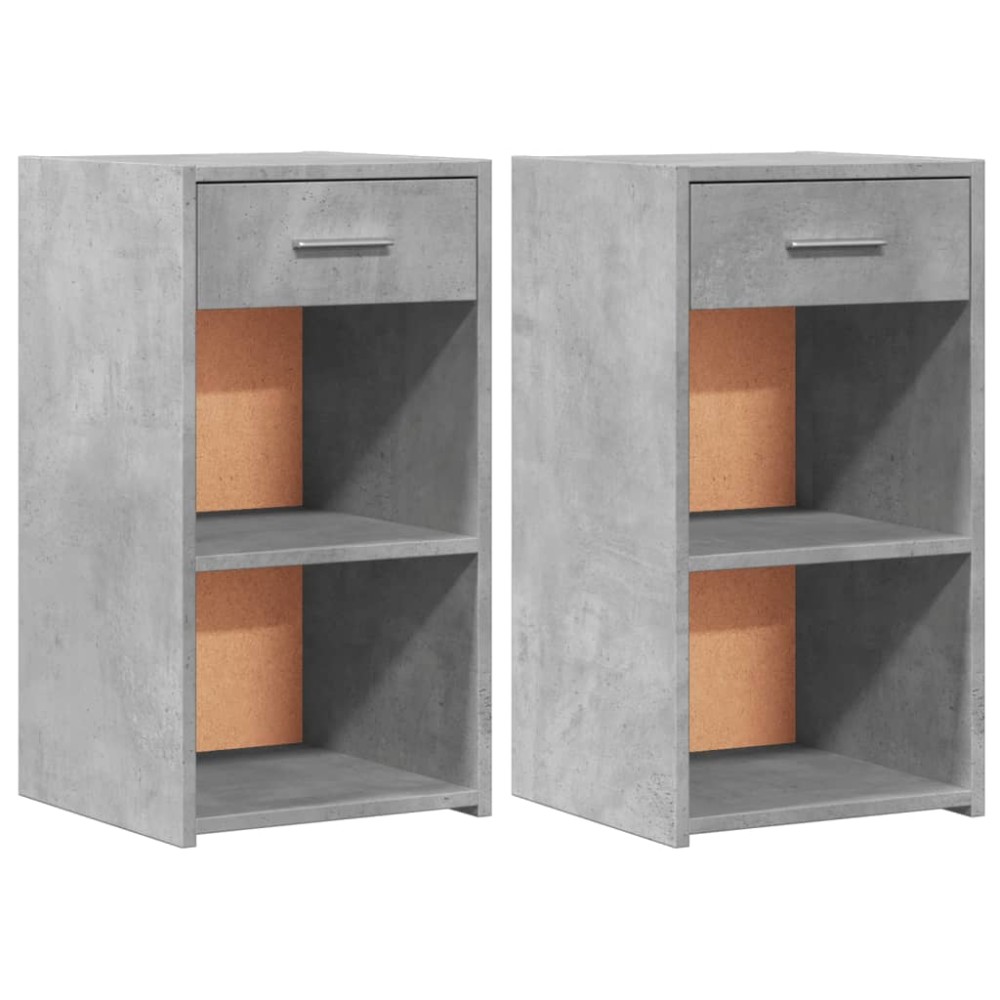 vidaXL Noptiere, 2 buc., gri beton, 35x34x65 cm, lemn prelucrat