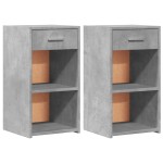 vidaXL Noptiere, 2 buc., gri beton, 35x34x65 cm, lemn prelucrat