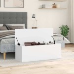 vidaXL Cutie de depozitare, alb, 102x35x35 cm, lemn prelucrat vidaXL Cutie de depozitare, alb, 102x35x35 cm, lemn prelucrat