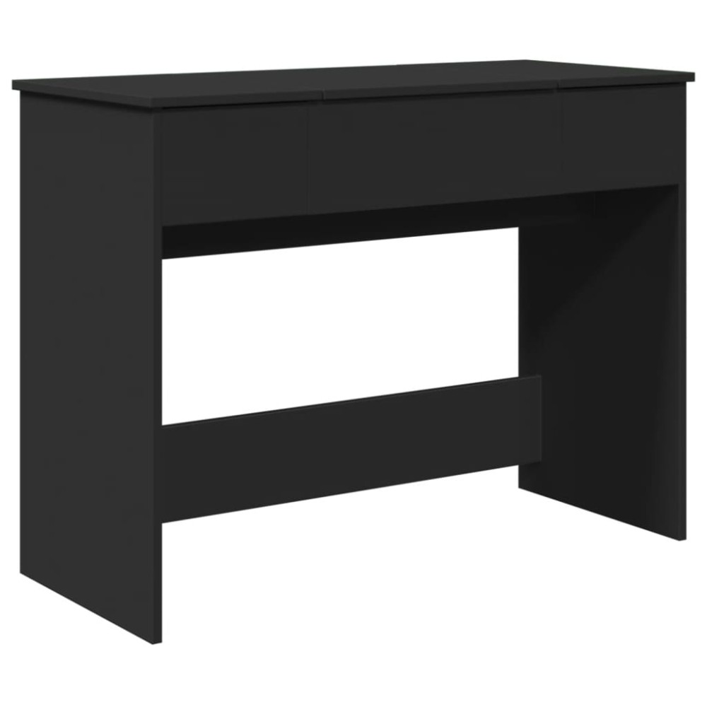 vidaXL Masă de toaletă cu oglindă, negru, 100x45x76 cm