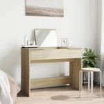 vidaXL Masă de toaletă cu oglindă, stejar sonoma, 100x45x76 cm