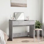 vidaXL Masă de toaletă cu oglindă, gri beton, 100x45x76 cm vidaXL Masă de toaletă cu oglindă, gri beton, 100x45x76 cm