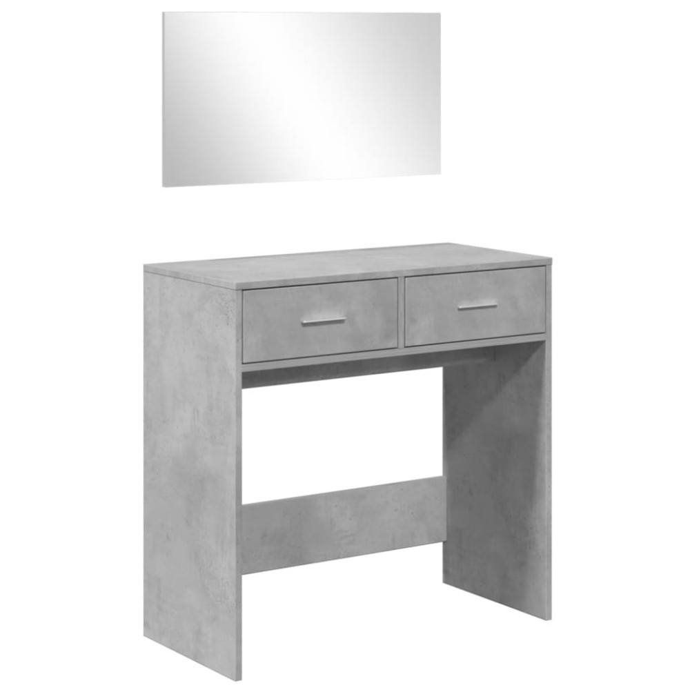 vidaXL Masă de toaletă cu oglindă, gri beton, 80x39x80 cm