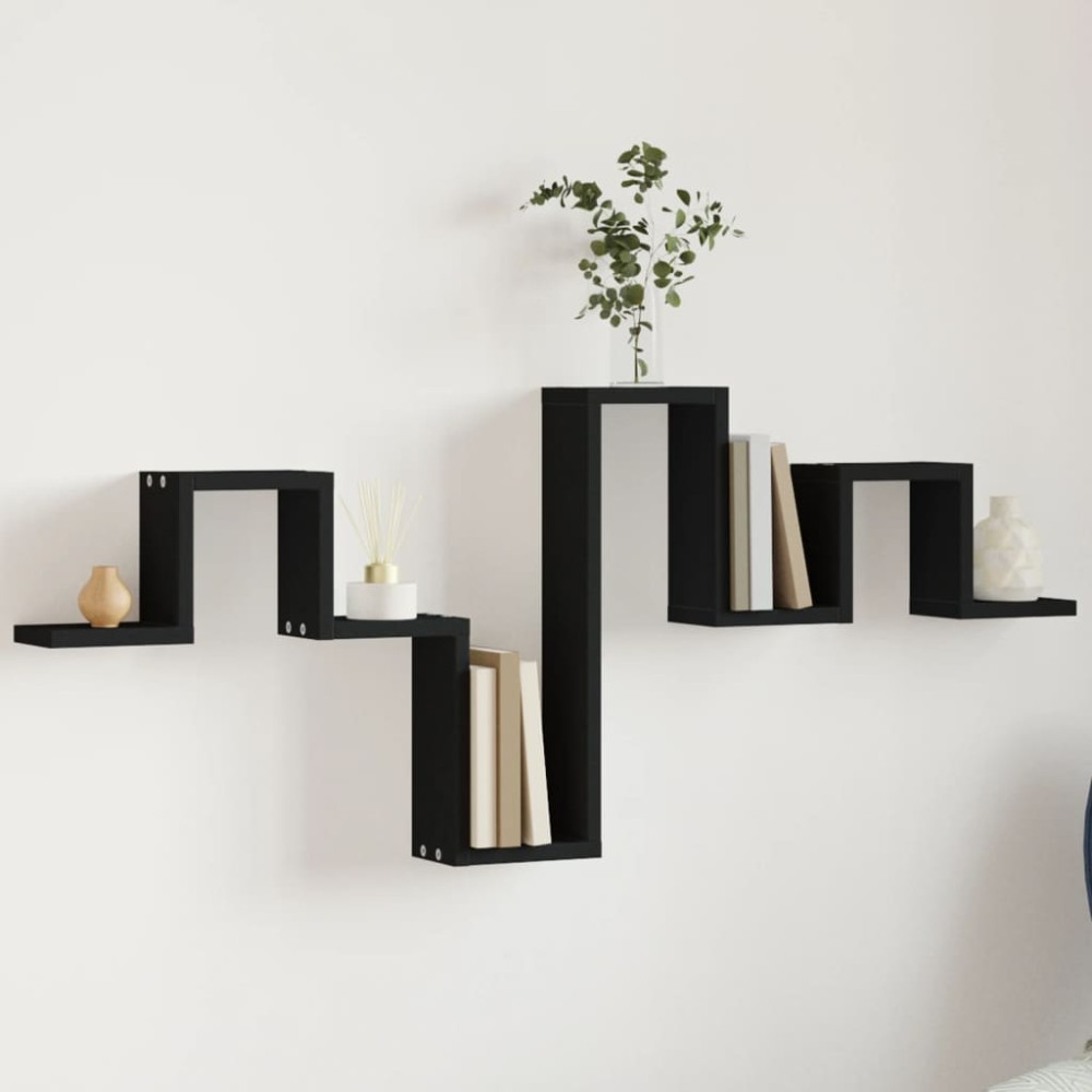 vidaXL Raft de perete, negru, 104,5x10x43 cm, lemn prelucrat