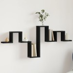 vidaXL Raft de perete, negru, 104,5x10x43 cm, lemn prelucrat vidaXL Raft de perete, negru, 104,5x10x43 cm, lemn prelucrat