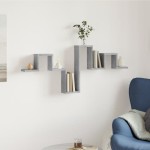 vidaXL Raft de perete, gri beton, 104,5x10x43 cm , lemn prelucrat