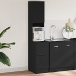 vidaXL Dulap de bucătărie, negru, 35x50x180 cm, lemn prelucrat vidaXL Dulap de bucătărie, negru, 35x50x180 cm, lemn prelucrat