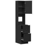 vidaXL Dulap de bucătărie, negru, 35x50x180 cm, lemn prelucrat vidaXL Dulap de bucătărie, negru, 35x50x180 cm, lemn prelucrat