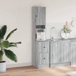 vidaXL Dulap de bucătărie, gri sonoma, 35x50x180 cm lemn prelucrat vidaXL Dulap de bucătărie, gri sonoma, 35x50x180 cm lemn prelucrat