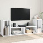 vidaXL Dulap TV, 2 buc., alb, 75x30x50 cm, lemn prelucrat vidaXL Dulap TV, 2 buc., alb, 75x30x50 cm, lemn prelucrat